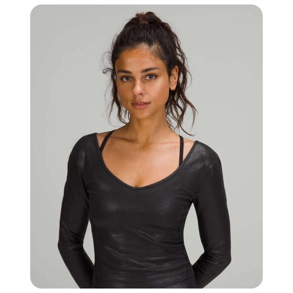 * Lululemon Align Long Sleeve Radiant Foil Shine Print Black Shirt sz 2 - Picture 2 of 11